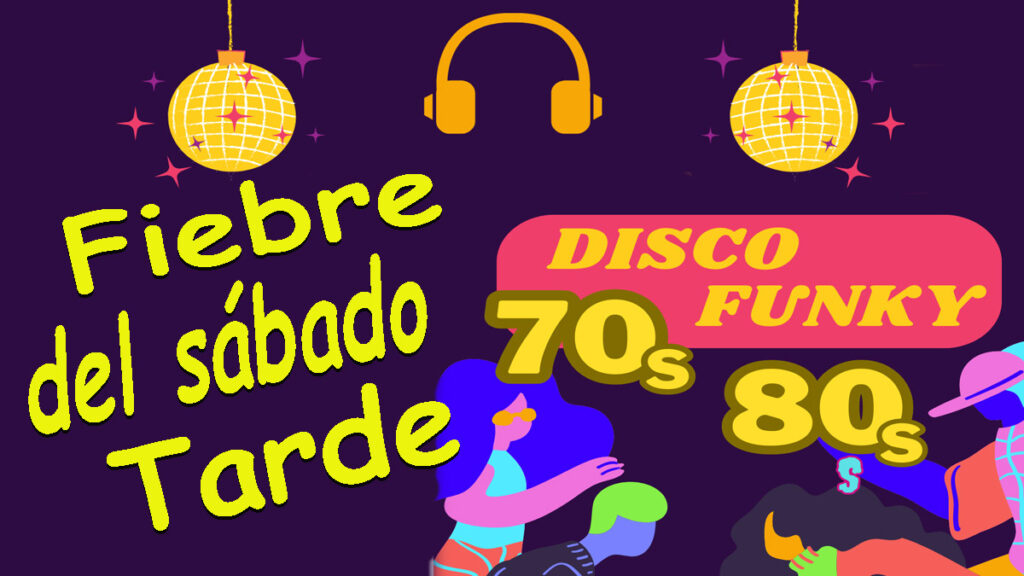 Fiebre del sábado tarde. evento de la fiesta de rollo 80s son música funky y disco de los años 70s y 80s con DJ Carlos Salas. Barcelona.